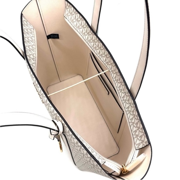 Michael Kors Pratt Large Signature Logo Tote Bag & Double Zip Wallet Light Cream - Picture 8 of 11